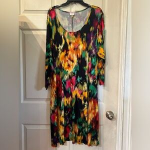 Beautiful abstract art dress. Easy wash, dry, and wear.